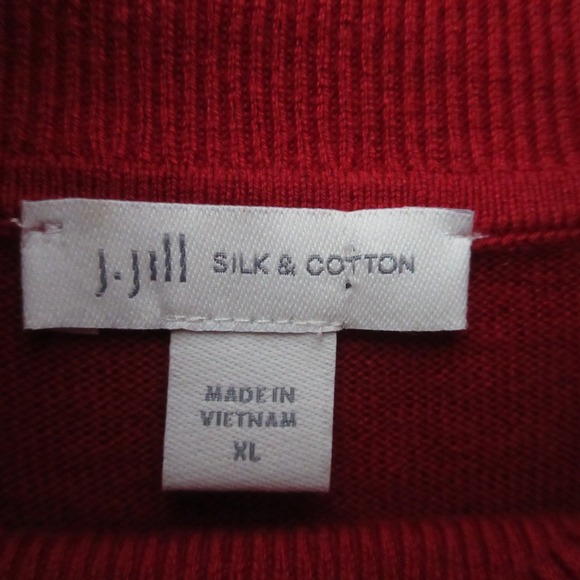 J Jill Silk & Cotton Sweater‎ XL Red Turtleneck Thin Knit Lagenlook Boxy Relaxed - Picture 4 of 10